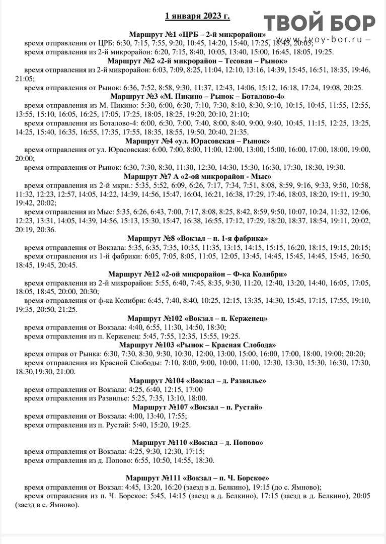 Расписание автобусов компании Транс-НН на новогодние праздники — новости  города Бор