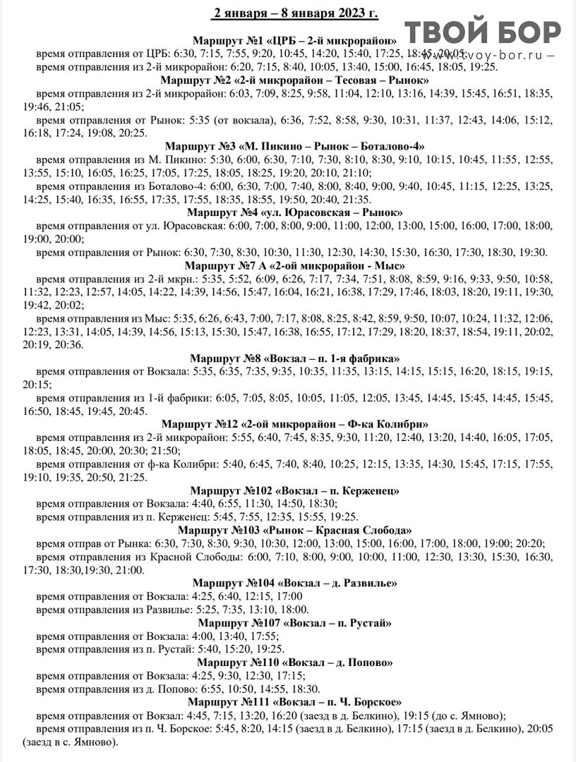 Расписание автобусов компании Транс-НН на новогодние праздники — новости  города Бор