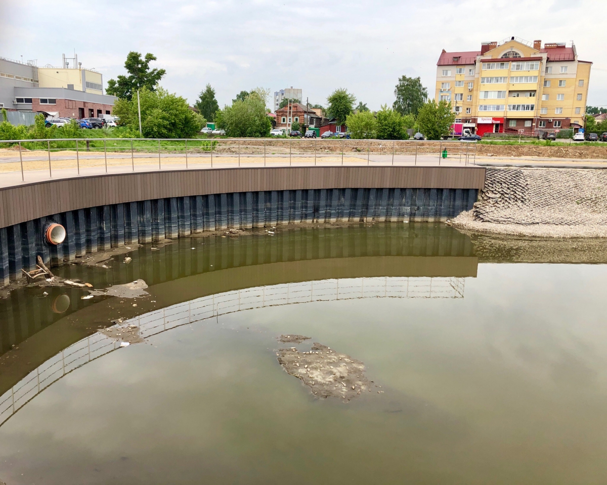 Завершающий этап благоустройства Мухинского озера отложен на следующий год, тем временем на нём появился остров