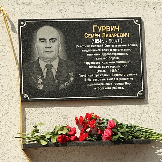 Ме­мо­ри­аль­ную дос­ку в па­мять о вра­че-фрон­то­ви­ке уста­но­ви­ли на стене Бор­ской ЦРБ 3