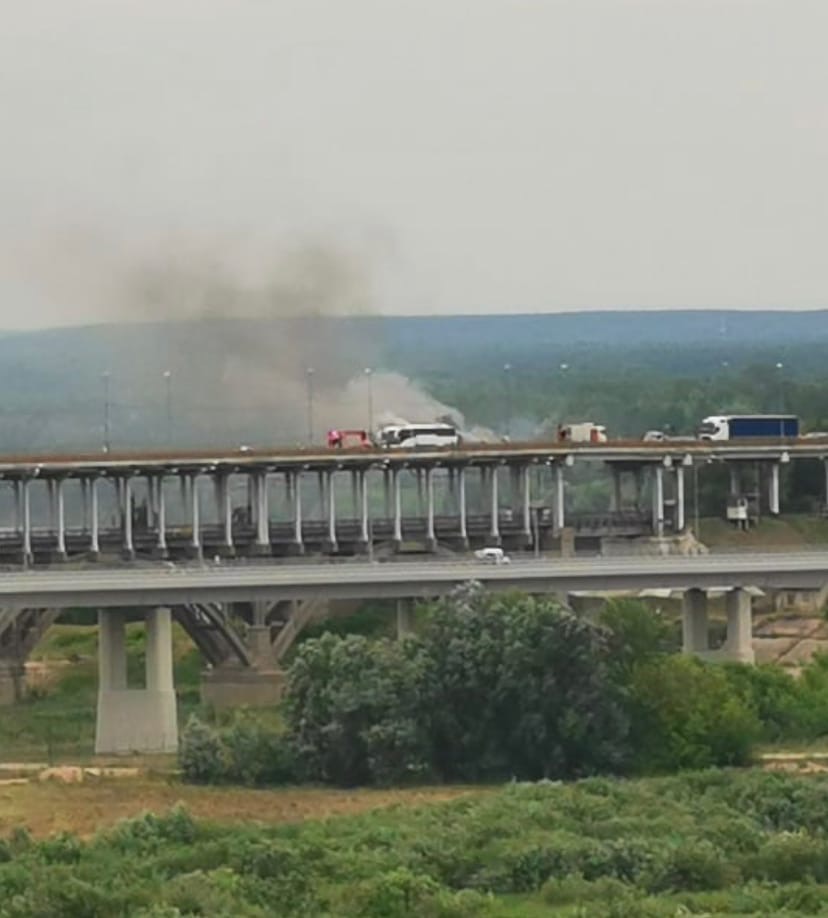 Автобус загорелся 9 июля на Борском мосту