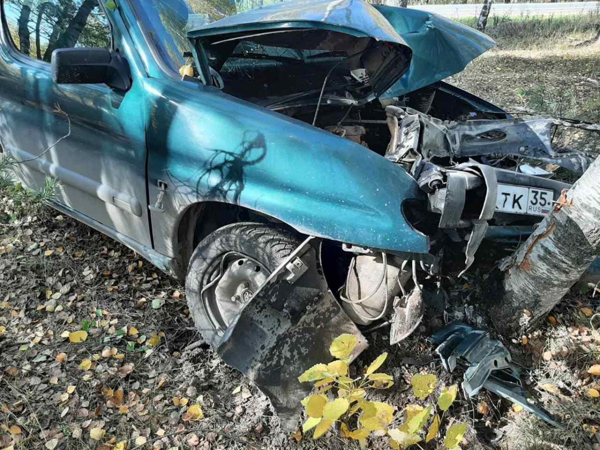 Серьезные повреждения получил автомобиль после съезда в кювет