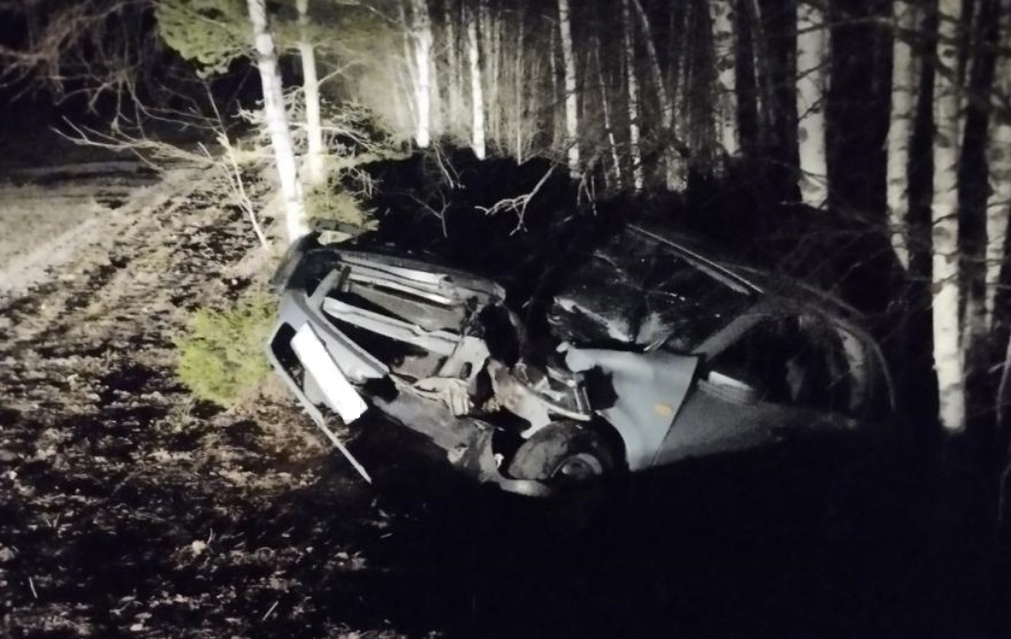 На борской дороге автомобиль жестко улетел в кювет