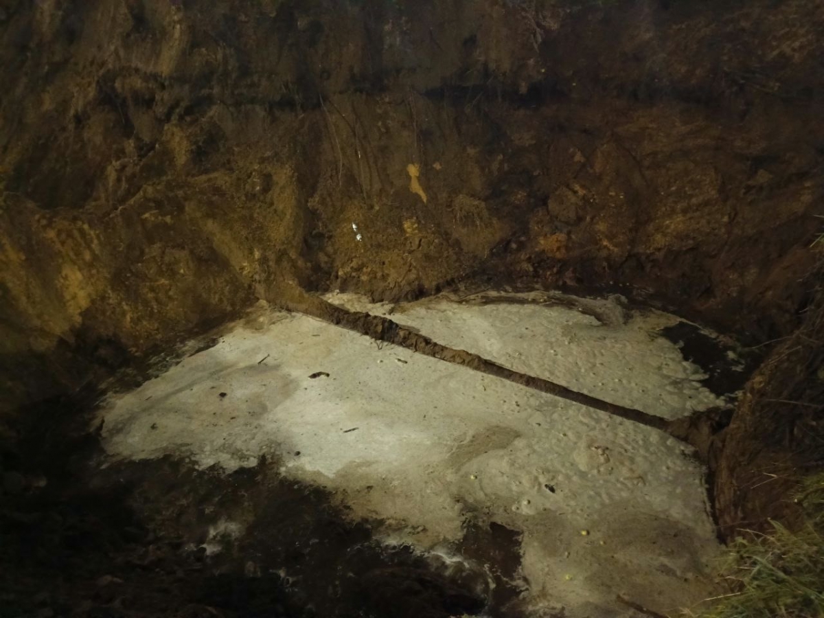 Место коммунальной аварии в посёлке Октябрьский