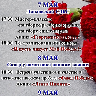 Программа мероприятий 9 мая на Бору и в районах округа 3