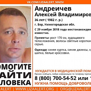 36-летний Алексей Андреичев пропал на Бору 1