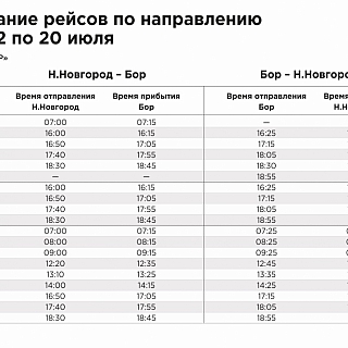 Расписание Валдая с 12 по 20 июля 1