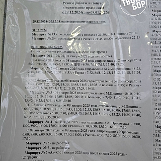 Расписание автобусов на новогодние праздники 5