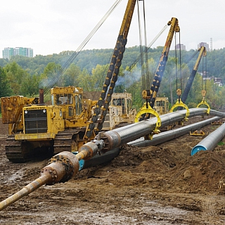 Началась прокладка первой нитки дюкерного перехода газопровода через Волгу 1