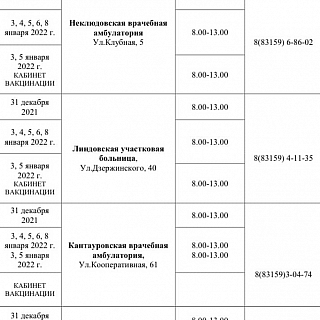 График работы поликлиник и больниц в новогодние праздники 2