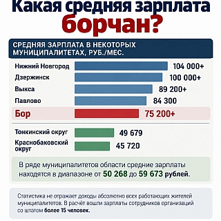 На Бору средняя зарплата превысила 75 тысяч рублей 1
