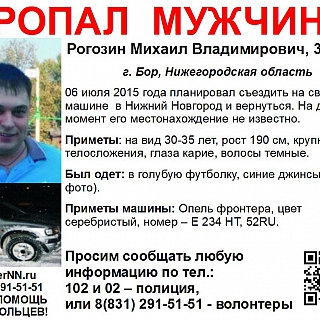 Волонтеры ищут пропавшего 32-летнего Михаила Рогозина 1