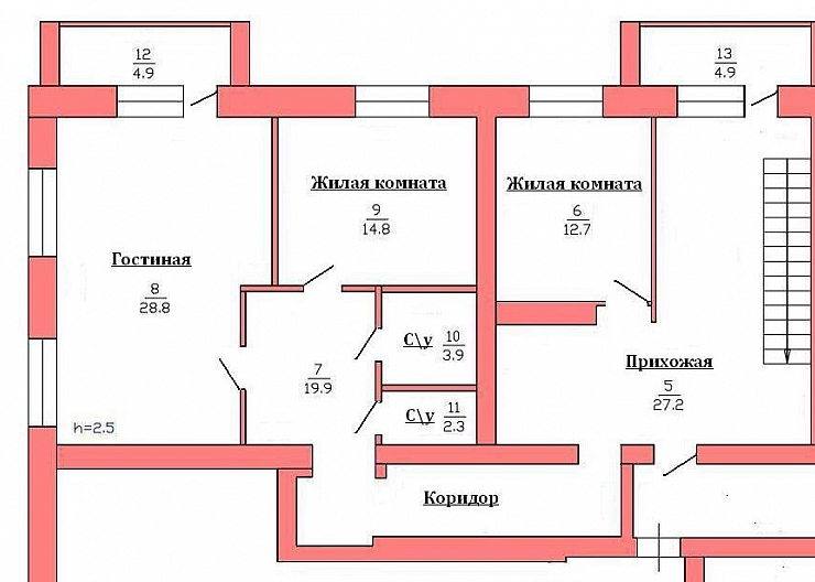 5 комнатная новострой центр 2