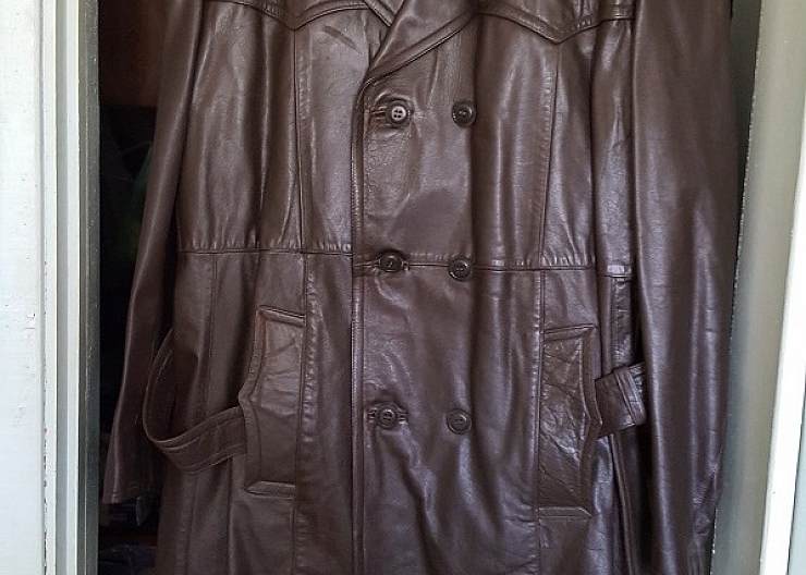 Мужское кожаное плащ-пальто, р. 50-52 2