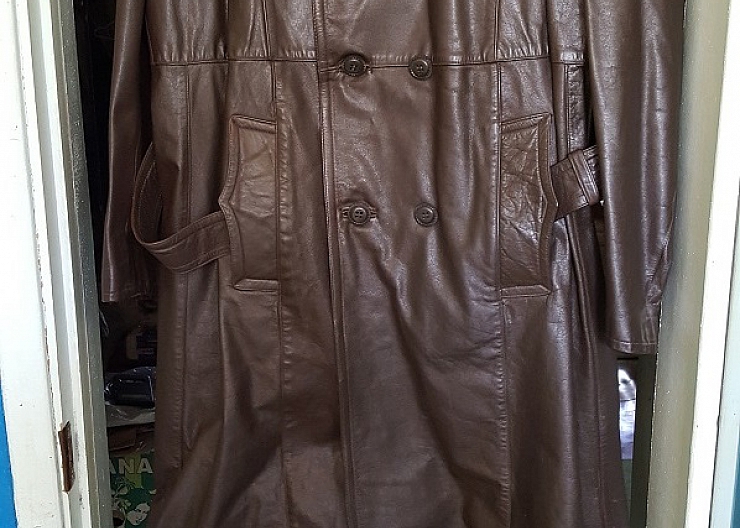 Мужское кожаное плащ-пальто, р. 50-52 3