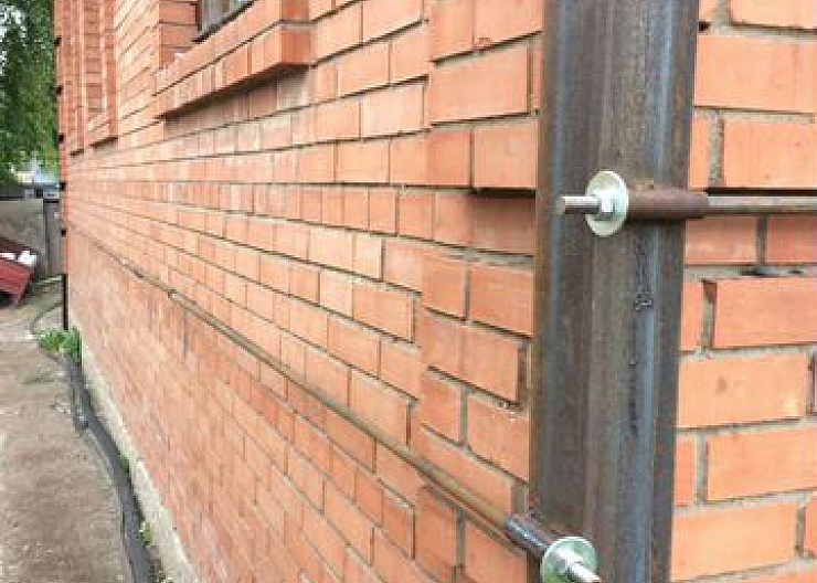 Стягивание стен металом  от трещин 2