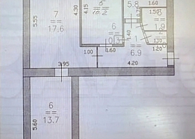 3-к. квартира, 57,4 м², 5/5 эт., Бор,Октябрьский