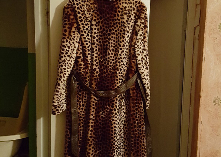 Шуба женская, мутон, "леопард", р. 50 4