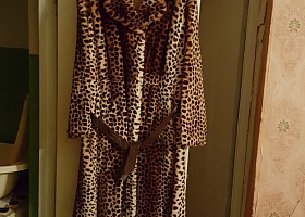 Шуба женская, мутон, "леопард", р. 50